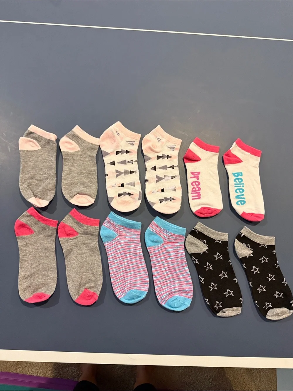 Assorted girls Low-Cut Sock Pack - Pink, Gray, Blue, Black. Never worn